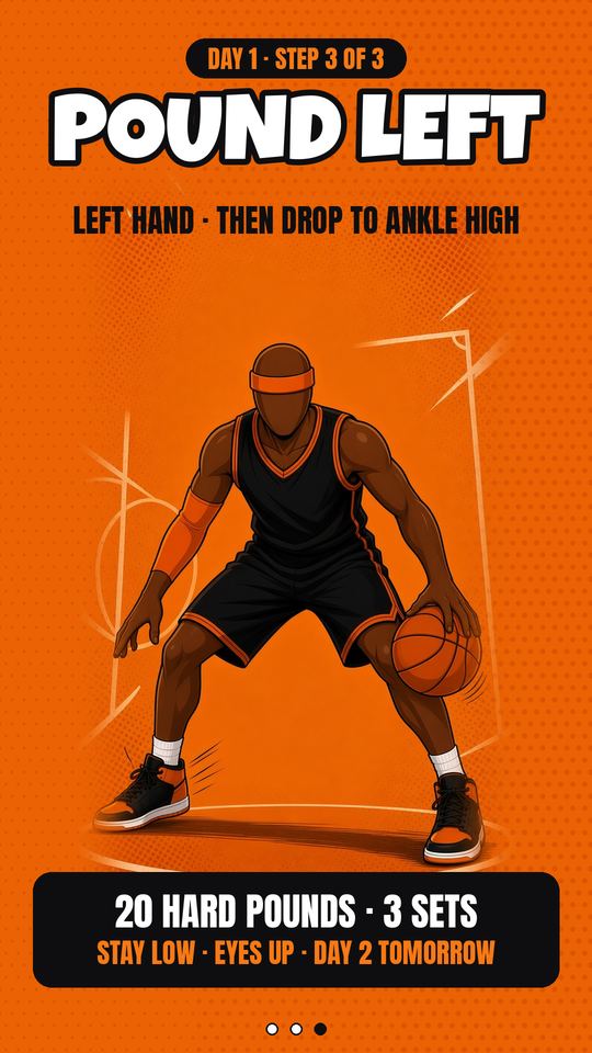 Day 1 card: pound dribble with the left hand